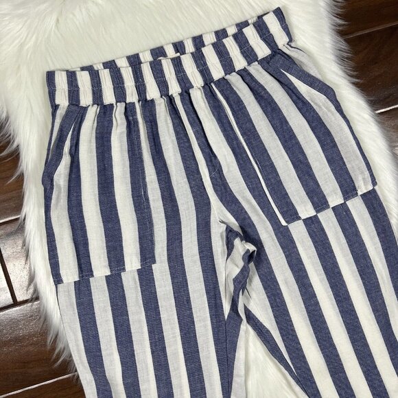 Pact Women's Size Medium Blue White‎ Stripe Organic Cotton Hemp Pull On Pants - Picture 2 of 10